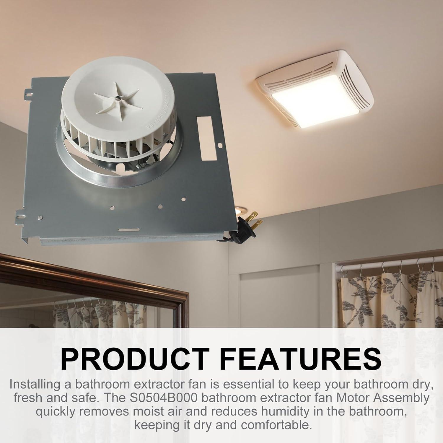 S0504B000 Bathroom Fan Motor Assembly Compatible with Bro-an Nutone 769RL for B Unit, Repalce Models 757, 769RFT-R01, 769RL, 769RL-R01 and VF707RCN. 765RL