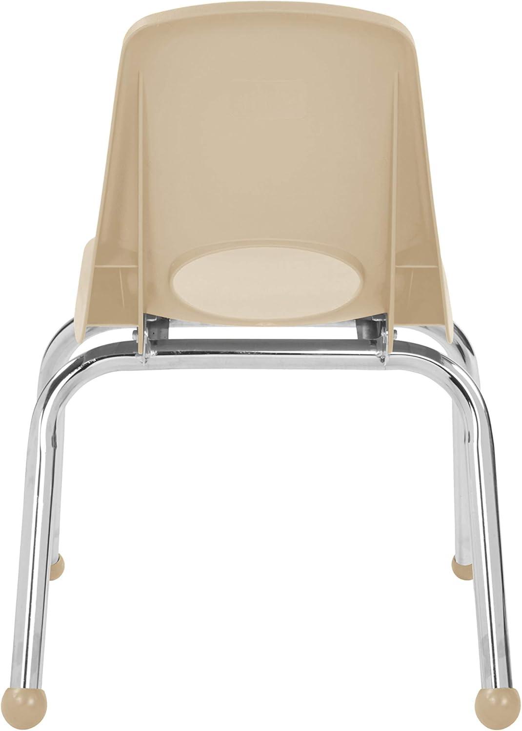 Sand Beige 12" Stackable School Chairs with Chromed Steel Legs - 6 Pack