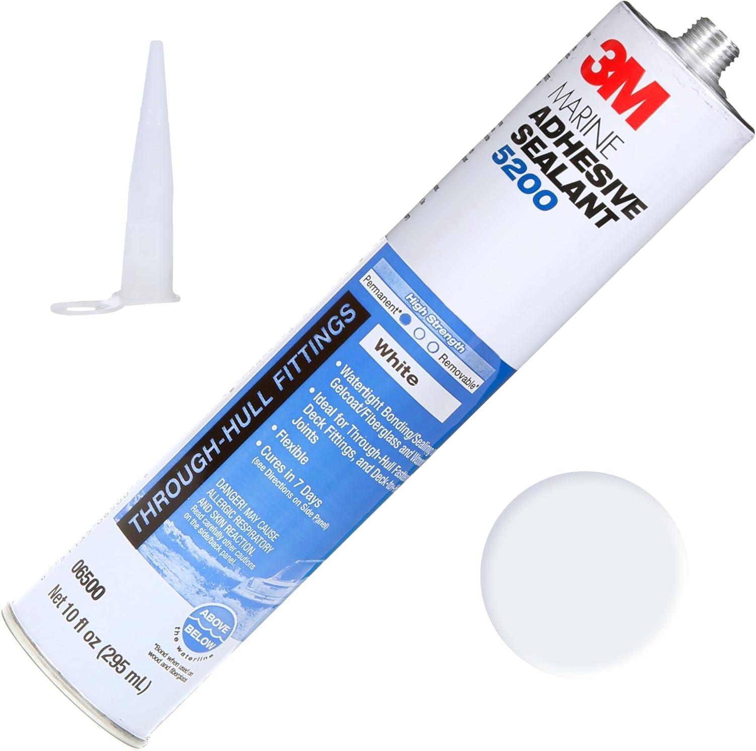 3M Marine Adhesive Sealant 5200,, White, 295 mL, 1 Cartridge, Watertight Bonging/Sealing of Gelcoat