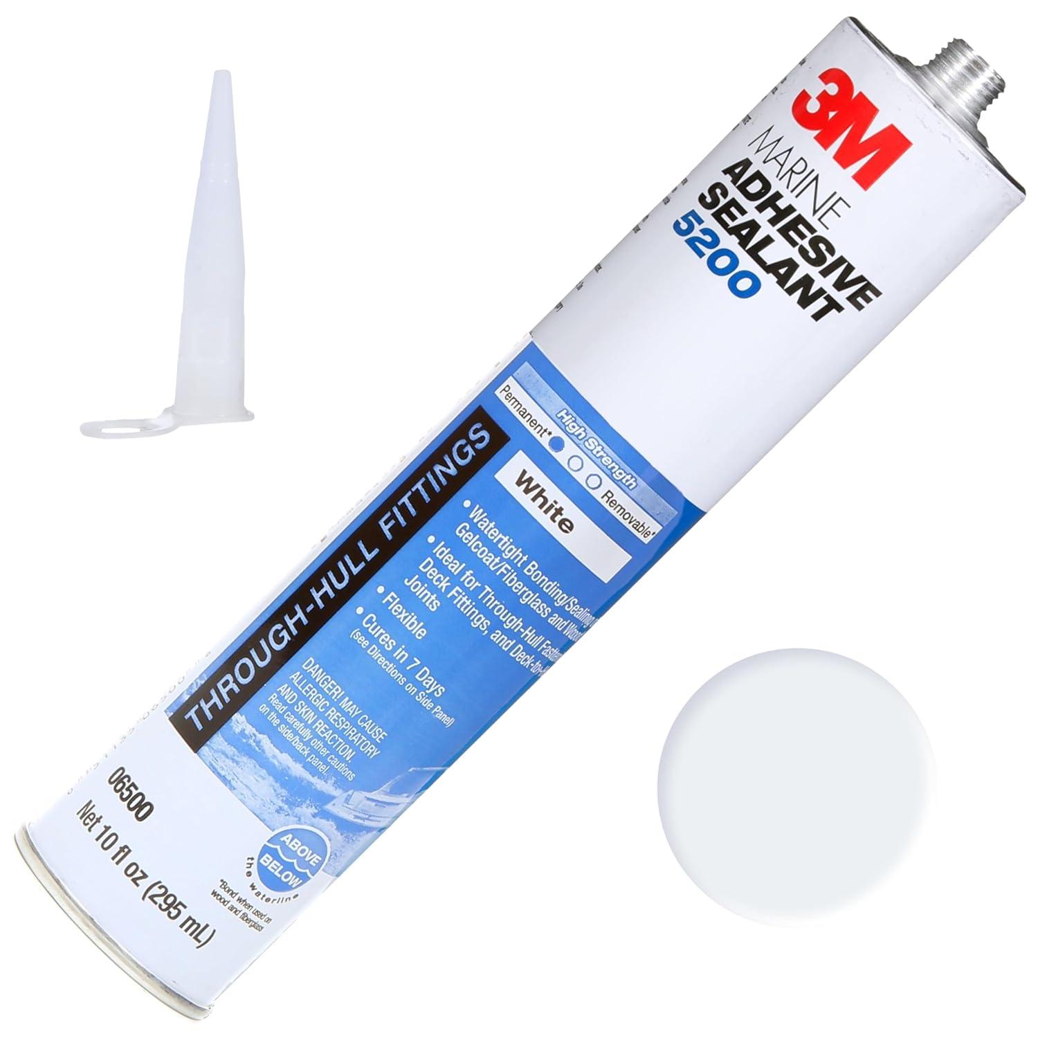 3M Marine Adhesive Sealant 5200,, White, 295 mL, 1 Cartridge, Watertight Bonging/Sealing of Gelcoat