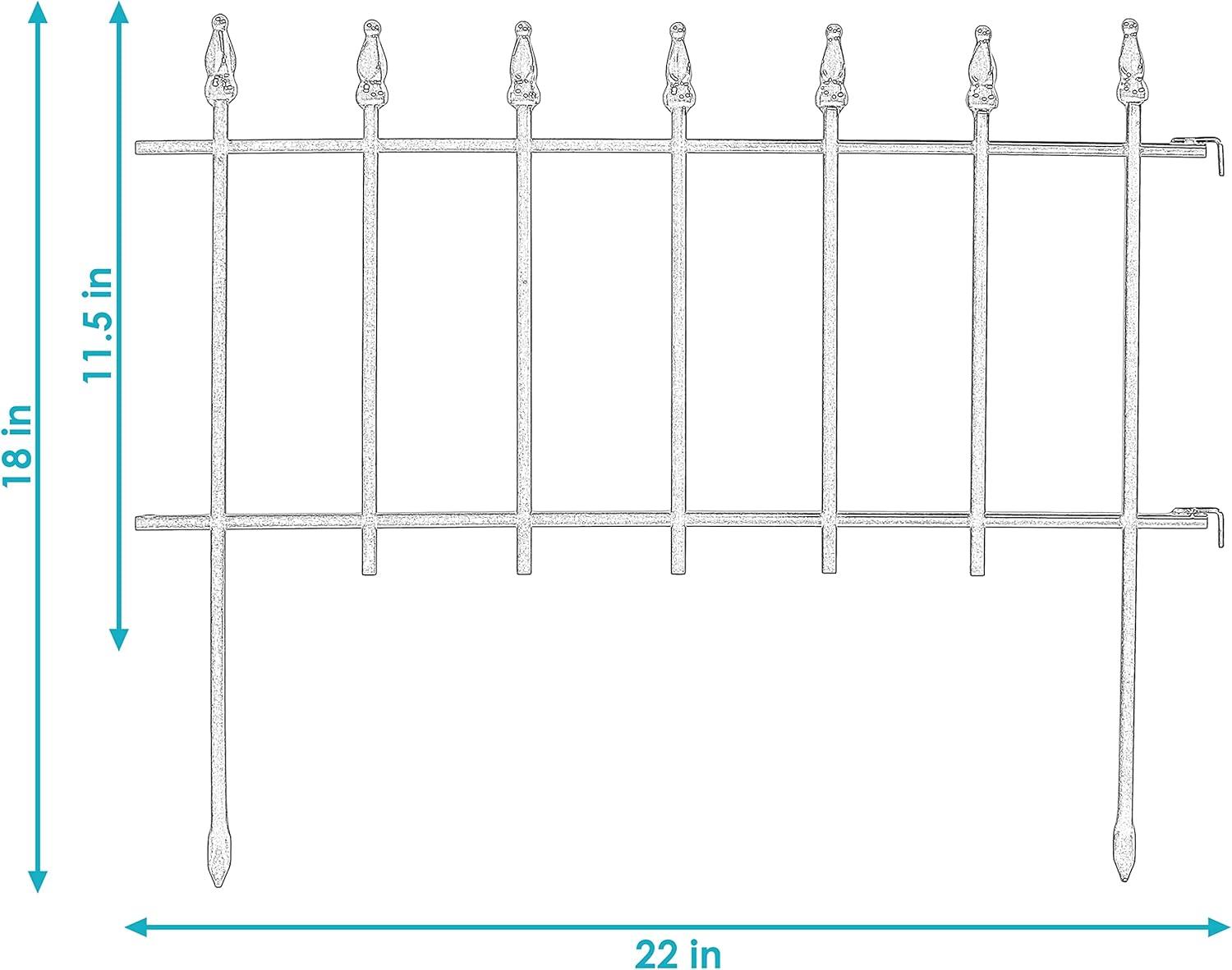 18" x 22" Iron Decorative Garden Fence Panels (Set of 5)