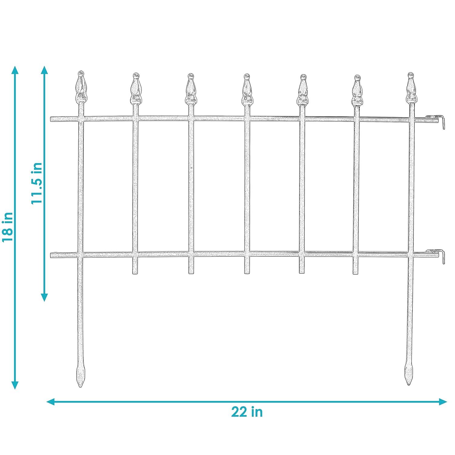18" x 22" Iron Decorative Garden Fence Panels (Set of 5)