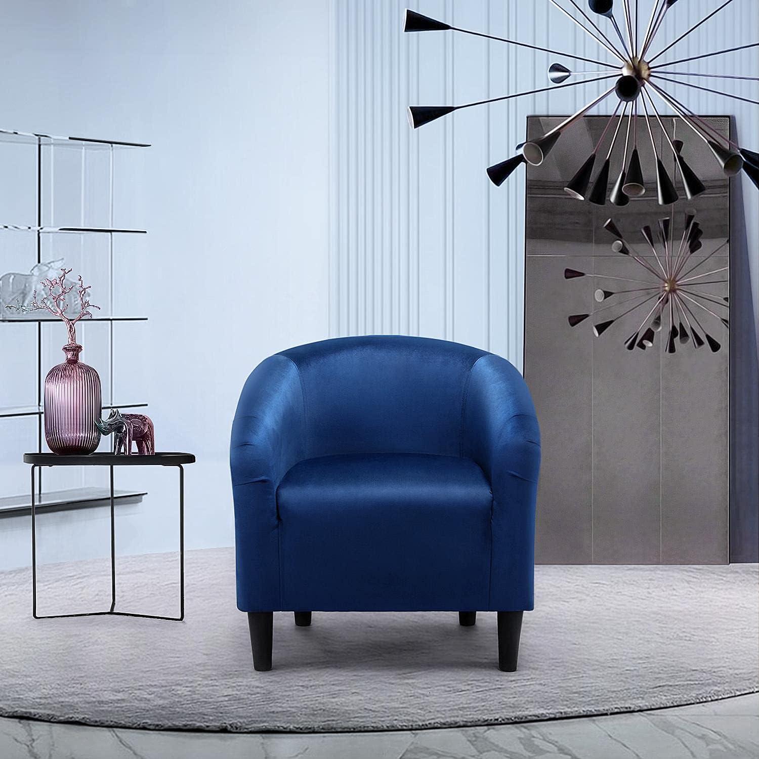 Renwick Modern Upholstered Tub Chair, Set of 2, Navy Blue Velvet