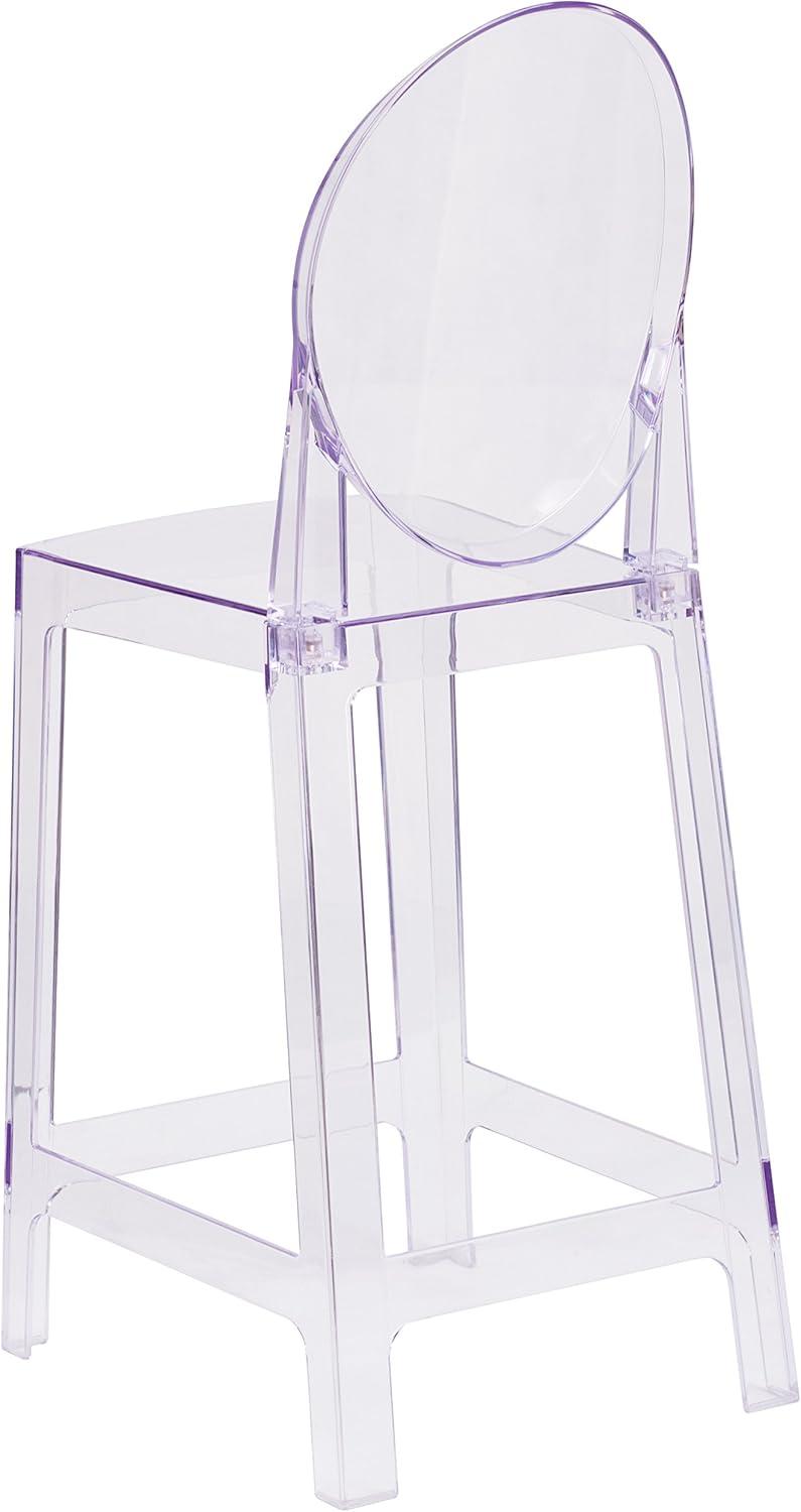 Flash Furniture Ghost Counter Stool with Oval Back in Transparent Crystal