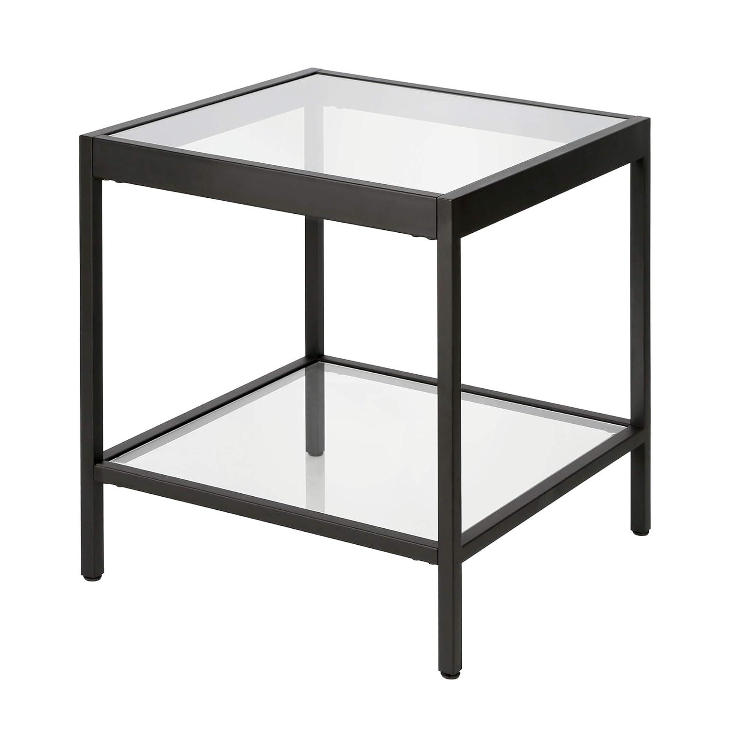 Evelyn&Zoe Alexis 20" Wide Square Side Table, Nickel