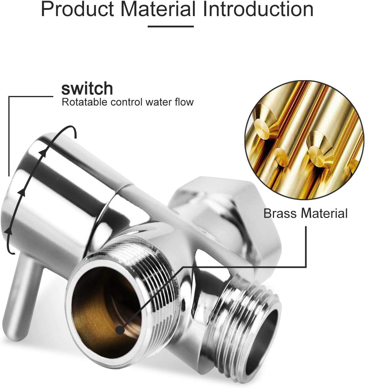 Bidet T Adapter with Shut-off Valve: 3 Way Brass T-valve for Bidet 7/8”X 7/8”X 1/2” - Tee Connector Leakproof Adjust Water Pressure Bidet Toilet Attachment Bathroom Installation