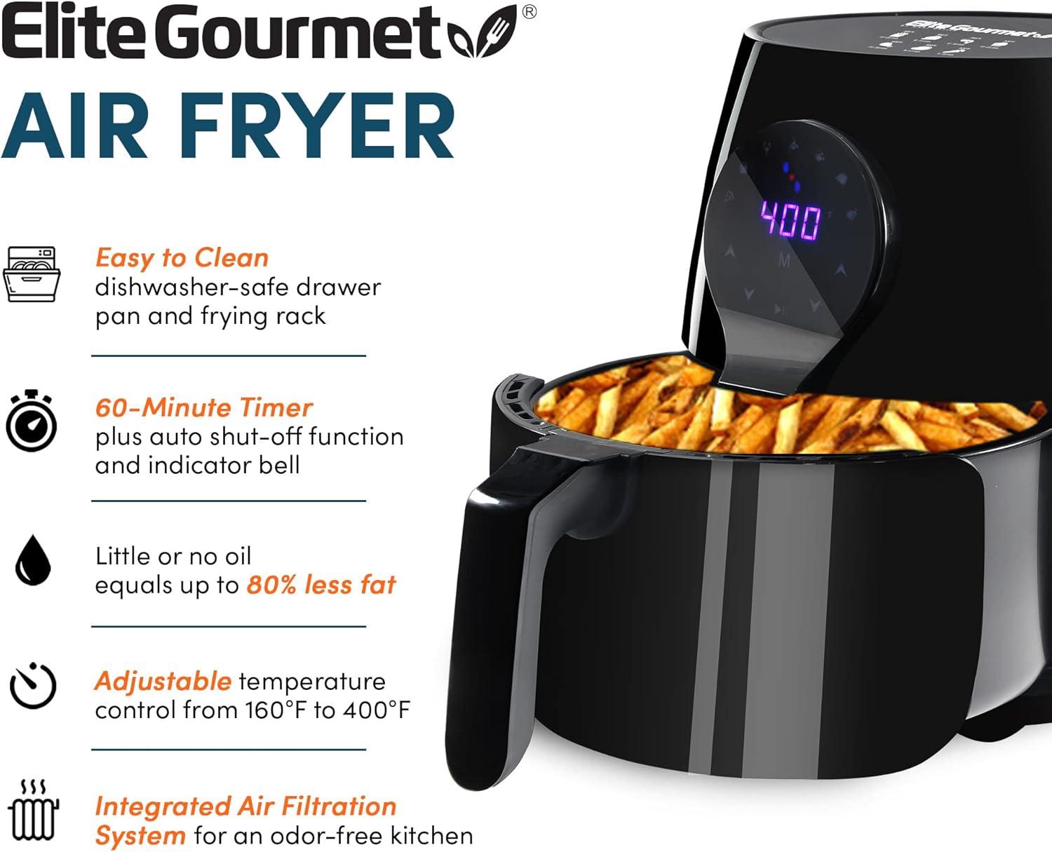 Elite Gourmet 5.3 Qt. Air Fryer (black)