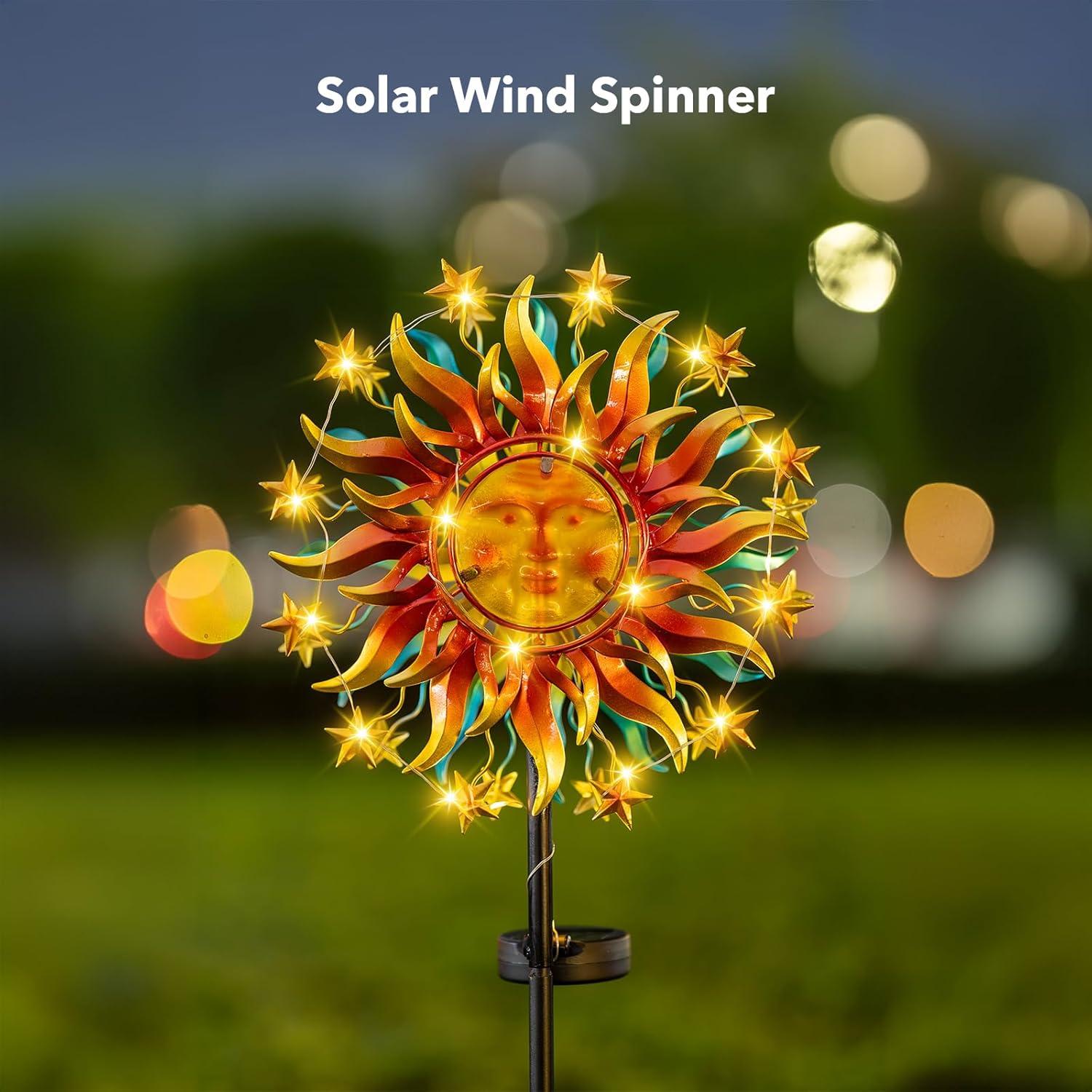 Arlmont & Co. 60.3 Inch 360° Metal Sun Wind Sculptures Outdoor Clearance Kinetic Windmills