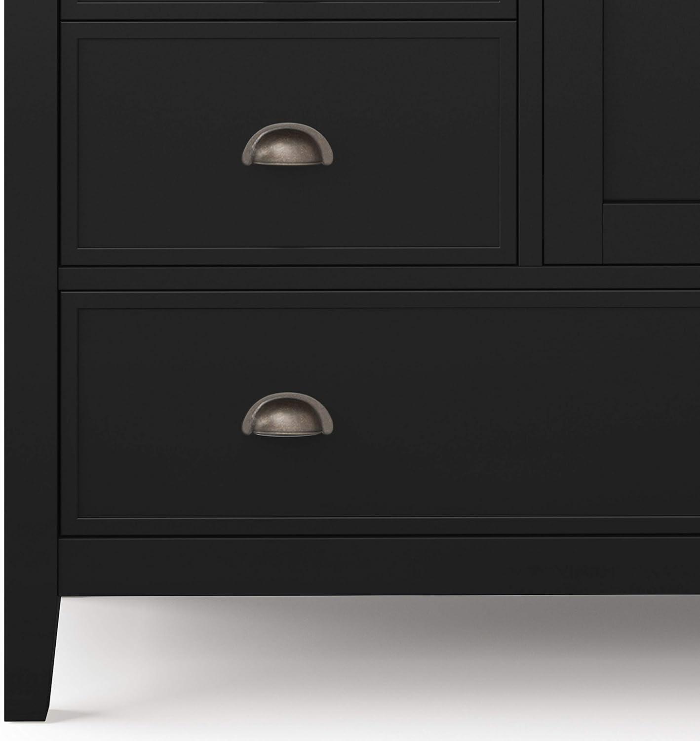 Simpli Home Redmond Solid Wood 39 " Transitional Medium Storage Cabinet in Black