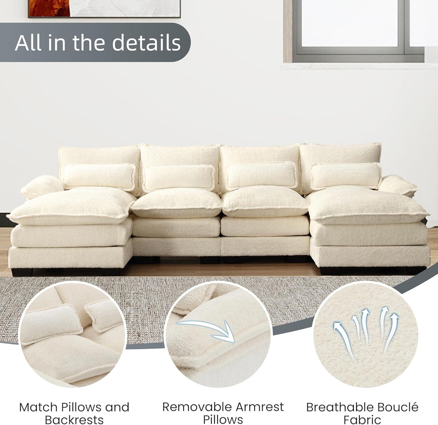 Latitude Run® Millan U Shape Sectional Sofa Cloud Couch, 110" Modern Chenille Comfy Modular Sofa