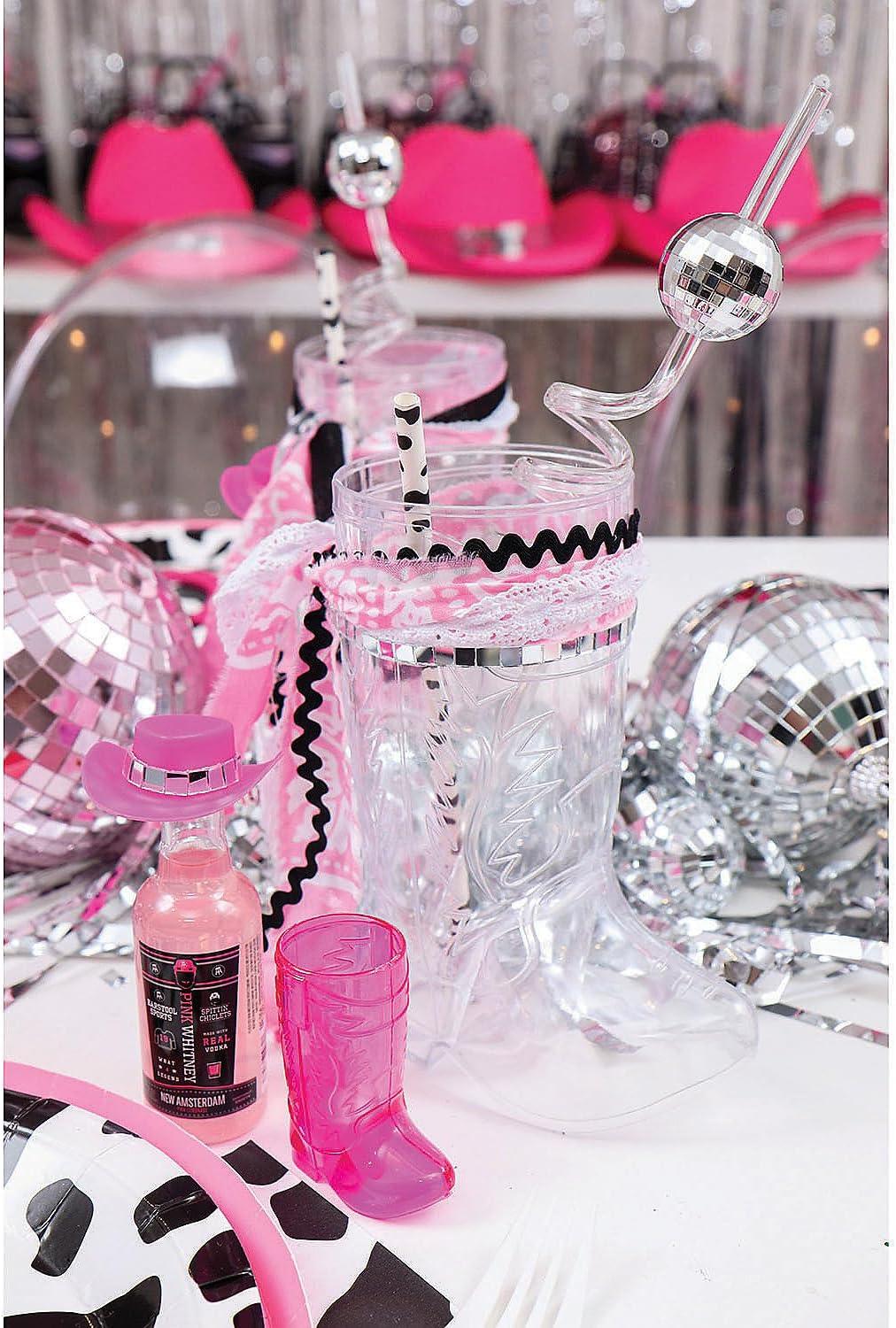 Fun Express Clear Cowboy Boot-Shaped Plastic Mugs Set of 36 - Western-Themed Parties BBQs Receptions Special Occasions - Durable Reusable Drinks & Celebrations - 17 oz Capacity 6 1/2" Tall - 36 Piece