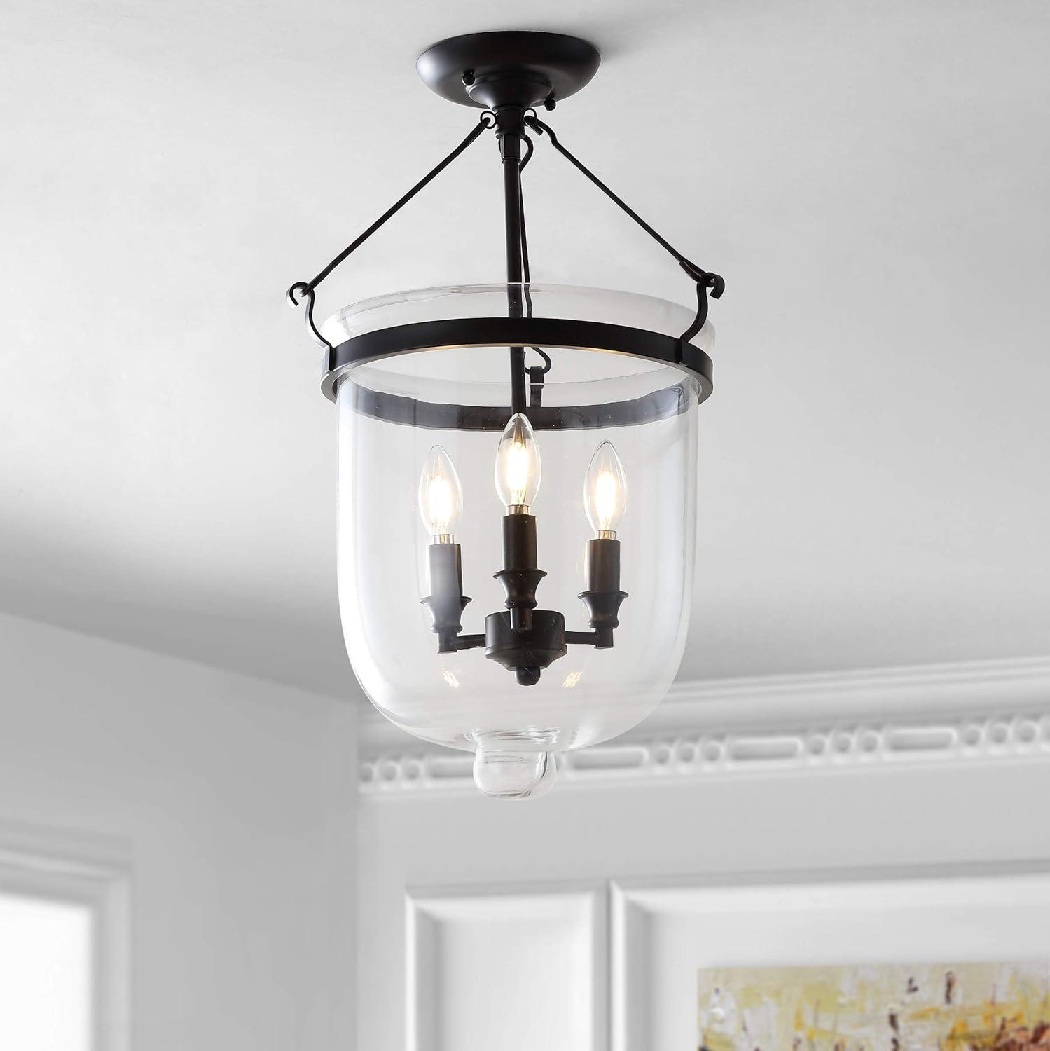 JONATHAN Y Charlotte Metal/Glass LED Semi-Flush Mount