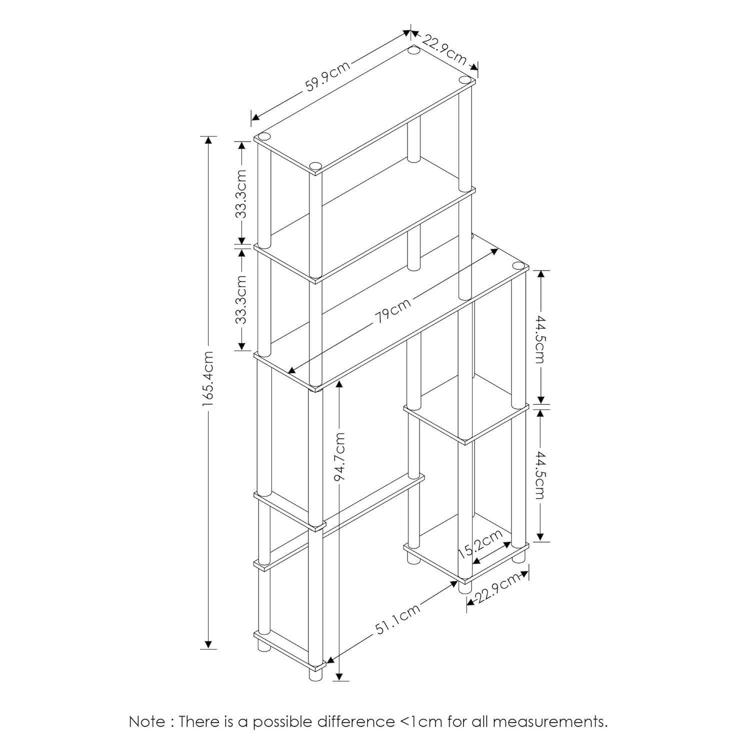 Furinno 3-Tier Over-The-Toilet Space Saver Rack Bathroom Shelf with 5 Shelves,Espresso/Black