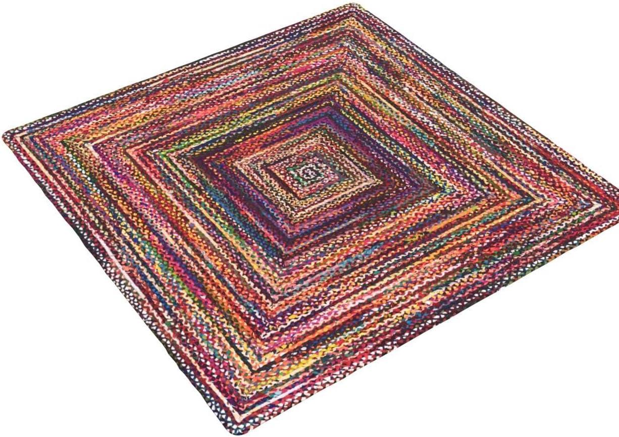 Colorful Braided Handmade Square Cotton Area Rug