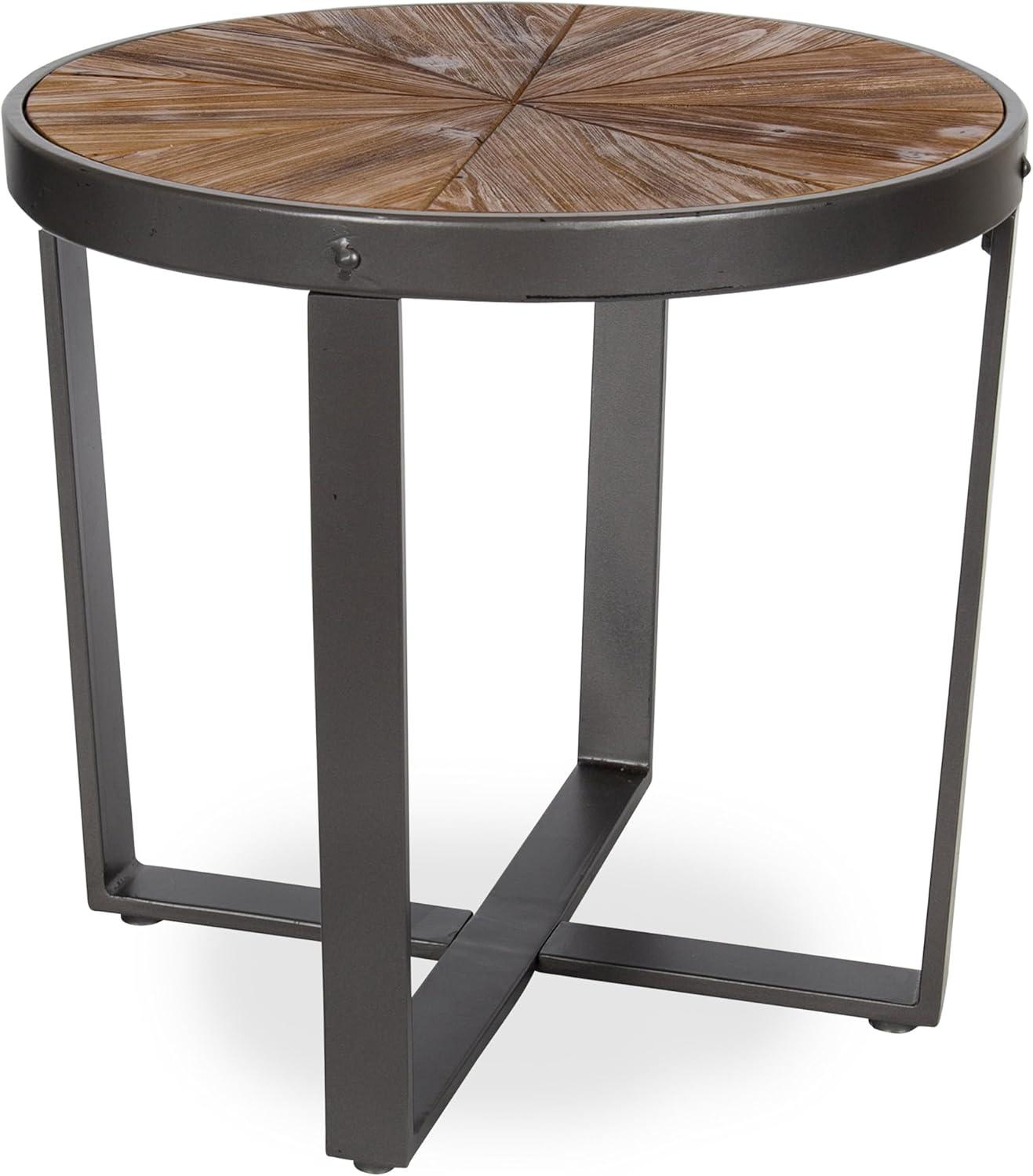 Rustic Brown and Charcoal Gray Starburst Round Side Table, 20x20x18.5