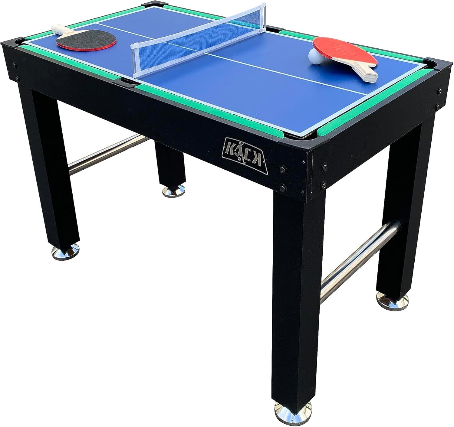 KICK Hexad 48″ 6-in-1 Multi Game Table (Black) - Combo Game Table Set - Billiards, Foosball, Glide Hockey, Table Tennis, Mini-Shuffleboard, and Mini-Bowling for Home, Game Room, Friends and Family!