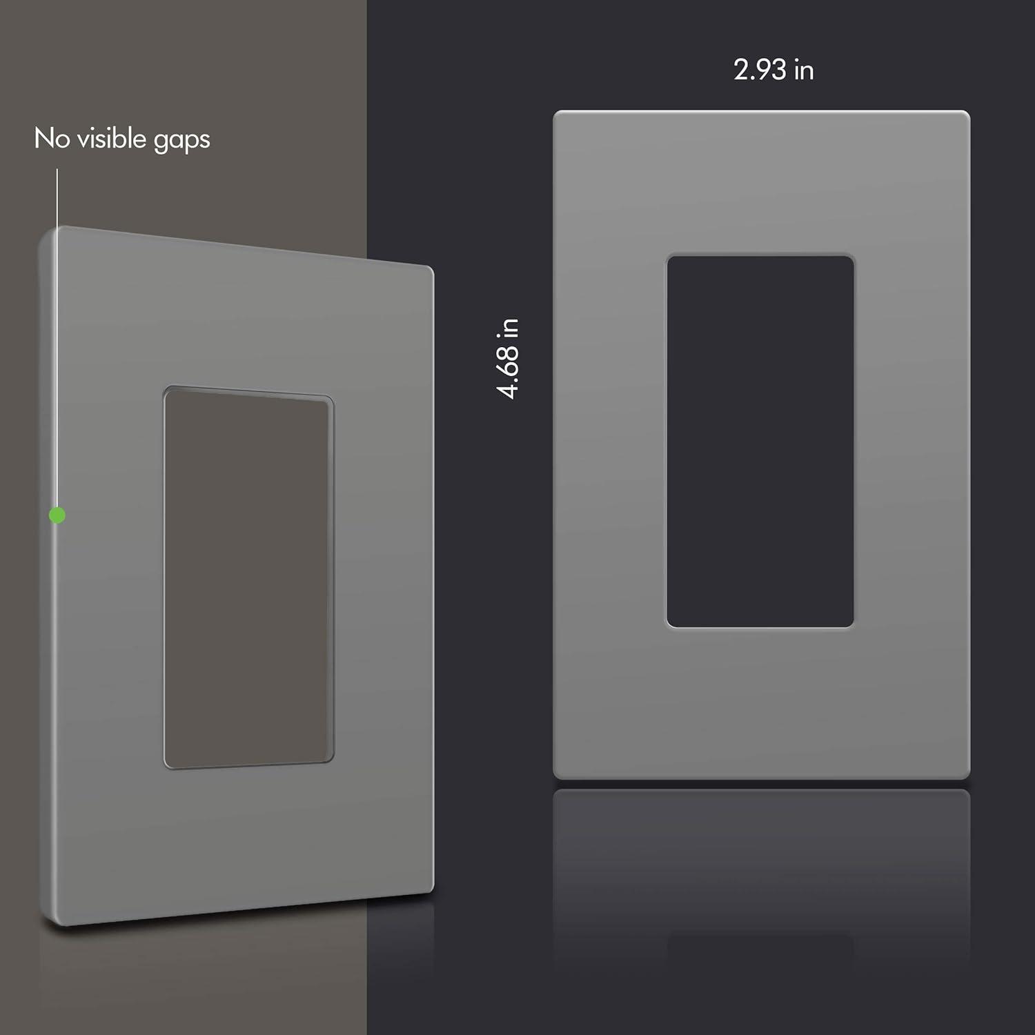 Gray Polycarbonate Screwless 1-Gang Decorator Wall Plate