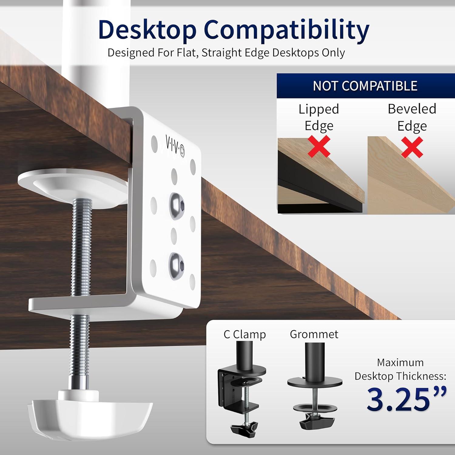 Vivo VIVO Dual Monitor Desk Mount Adjustable Stand, Fits Screens up to 30", STAND-V002 Series