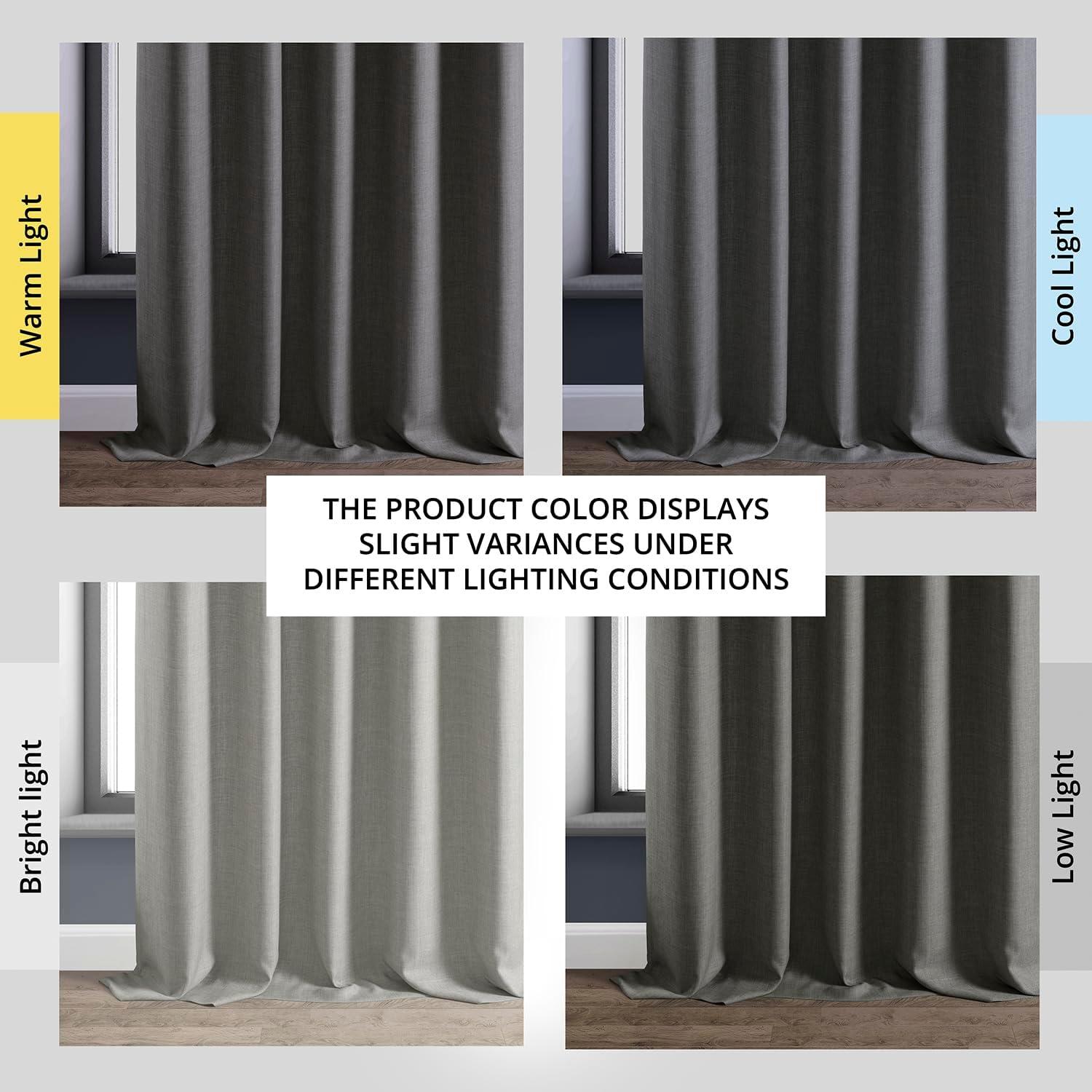 HPD Half Price Drapes Taupe Grey Italian Faux Linen Room Darkening Curtains with Rod Pocket - 1 Panel - Window Curtains for Living Room & Curtains for Bedroom, 50W X 84L