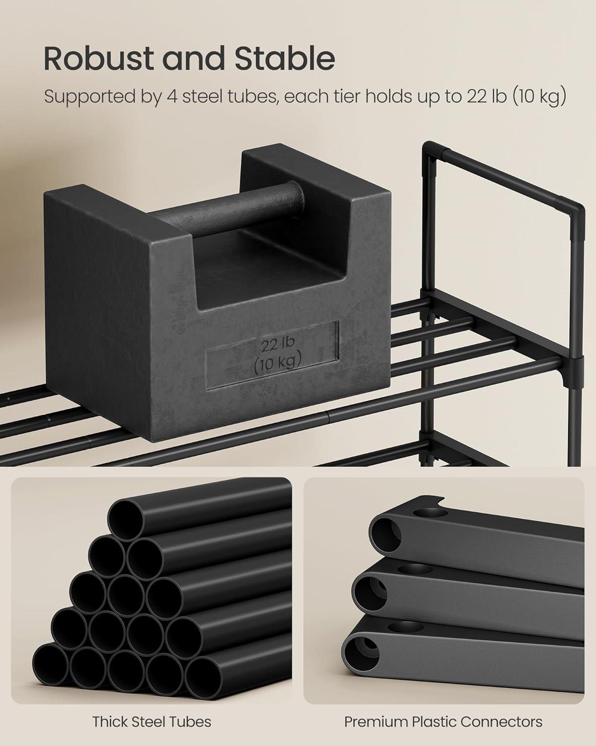Black 10-Tier Metal Shoe Storage Shelf
