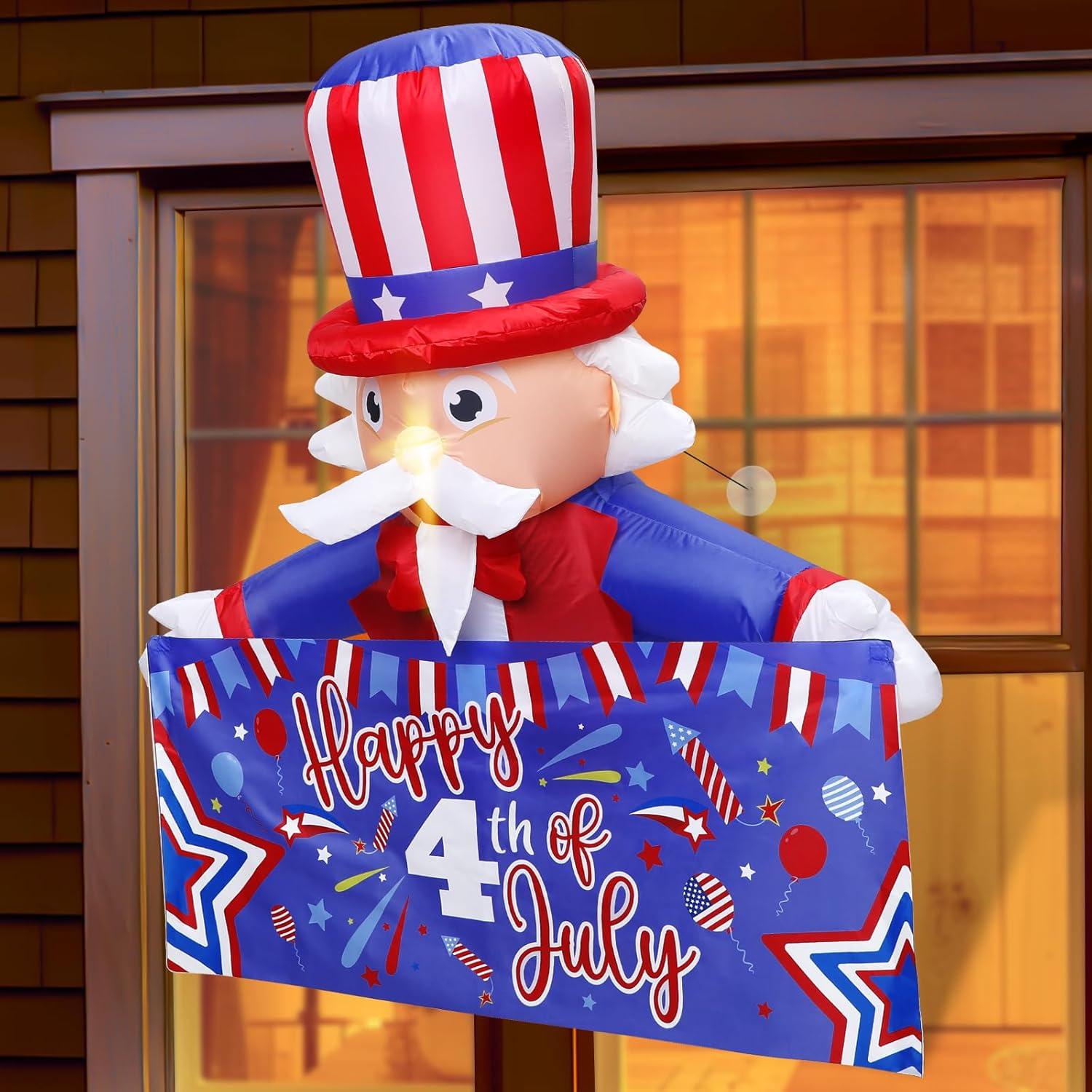 Gemmy Airblown Inflatable Uncle Sam, 4 ft Tall, Blue