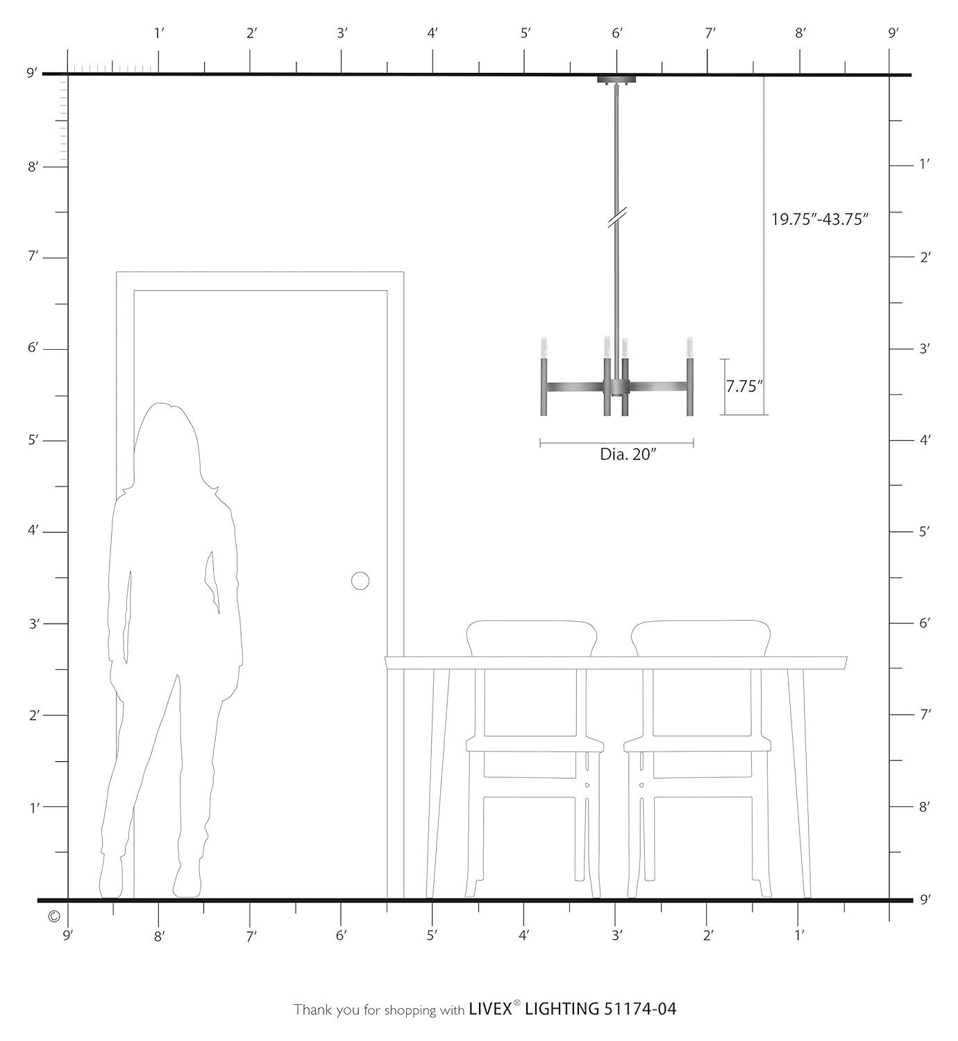 Livex Lighting Copenhagen 4 - Light Chandelier in  Black