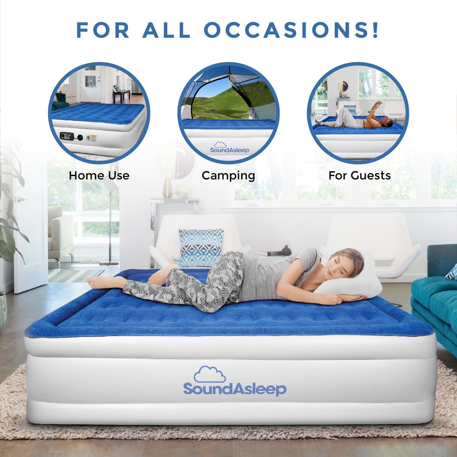 SoundAsleep Dream Series Air Mattress with ComfortCoil Technology & Internal High Capacity Pump -  King - Blue