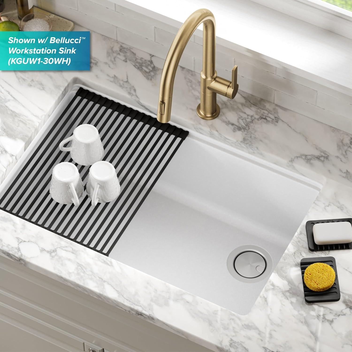 KRAUS Multipurpose Self-Draining Silicone Soap Dish/Sponge Holder for Bathroom or Kitchen Counter in Dark Grey, KDM-05DG