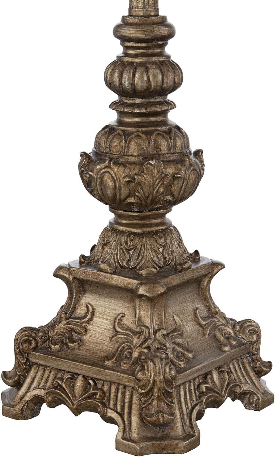Regency Hill Juliette Traditional Buffet Table Lamps 36 1/2" Tall Set of 2 Antique Gold Ornate Base White Bell Shade for Bedroom Living Room Bedside