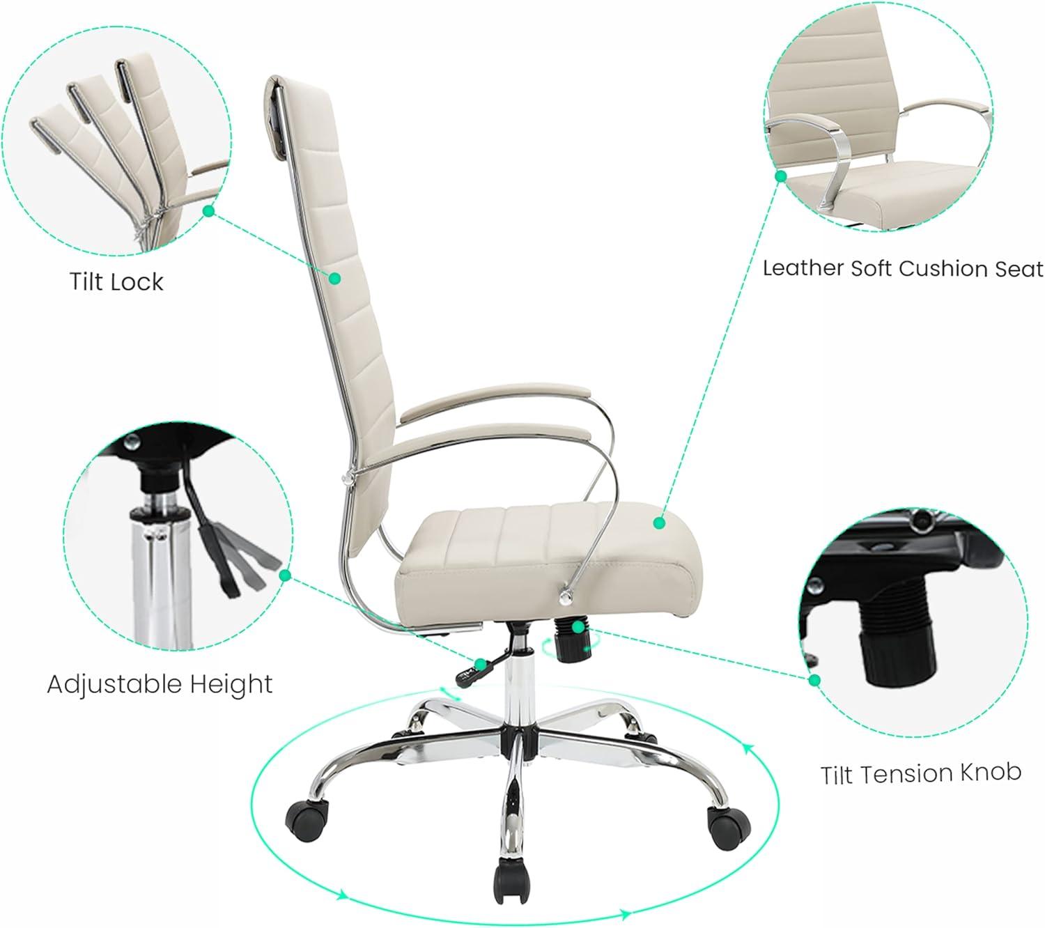 LeisureMod Benmar Modern High Back Leather Office Chair