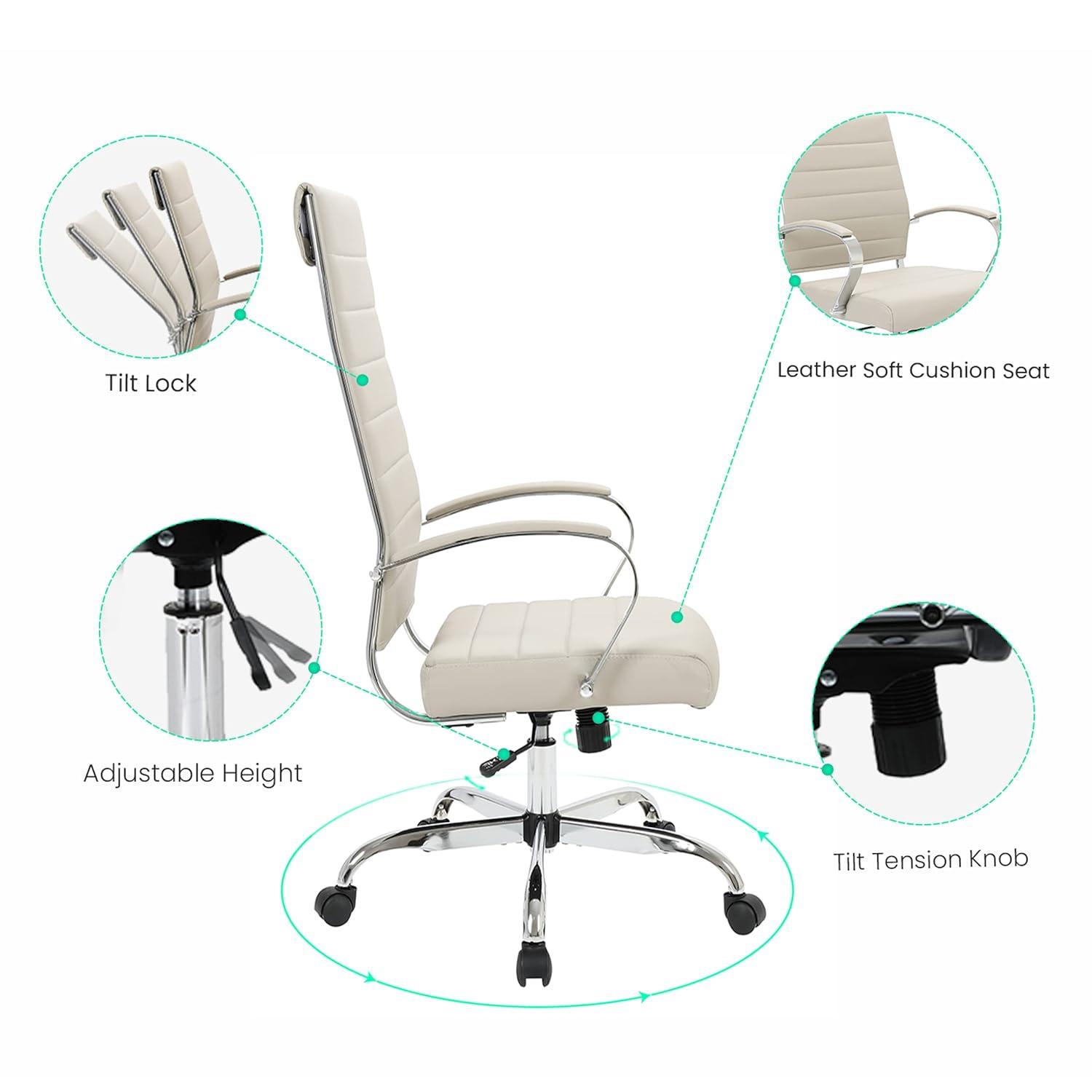 LeisureMod Benmar Modern High Back Leather Office Chair