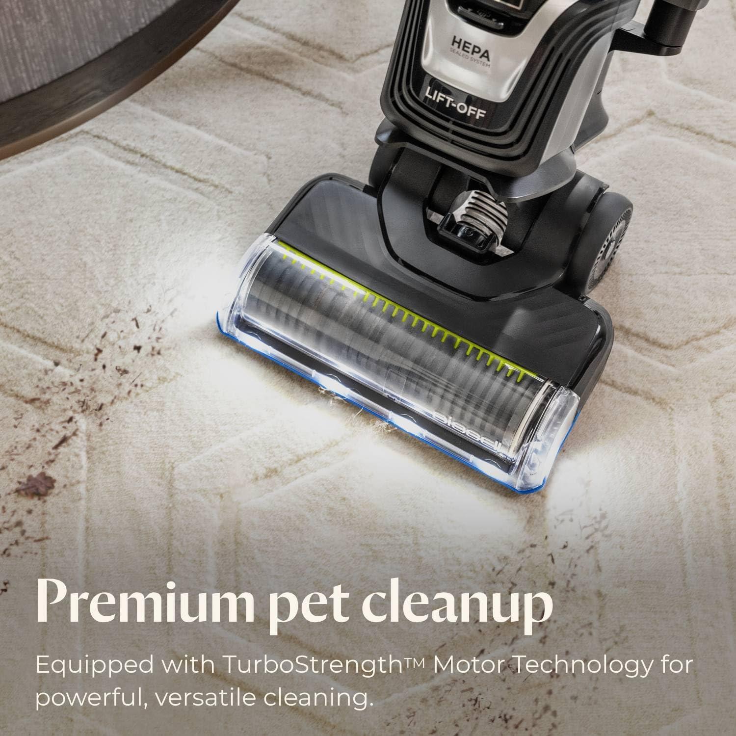 BISSELL 3774F BISSELL Pet Hair Eraser Turbo Lift-Off Vacuum, w/ Self-Cleaning Brush Roll, Powerful Pickup with TurboBrush Pivot Tool & Crevice Tool, 3774F