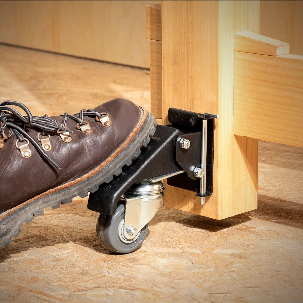 POWERTEC Workbench Caster Kit Set of 4 with 400 lbs Loads, 2-1/2 Inch Retractable Stepdown Caster Wheels for Workbenches, Tables, Stands and Equipments (17000)