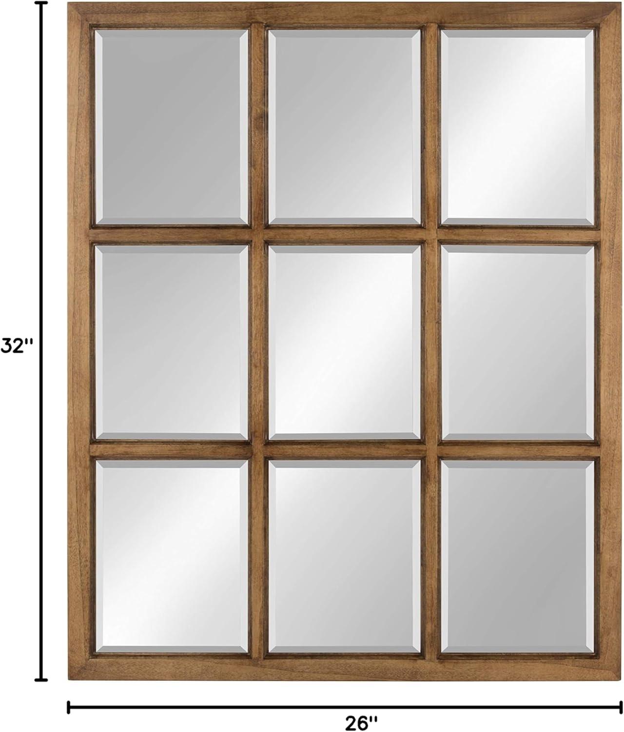 26" x 32" Hogan Windowpane Framed Wall Mirror Natural - Kate and Laurel