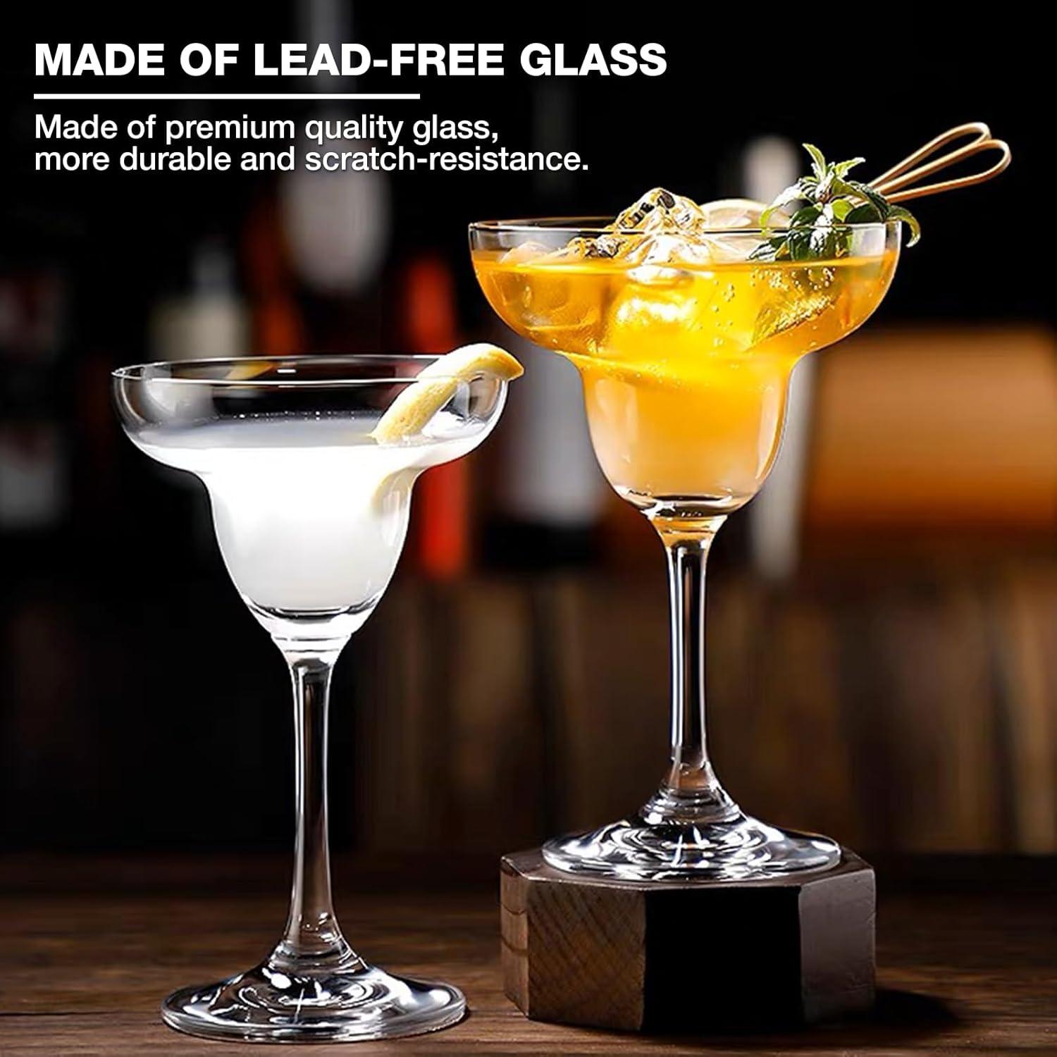 Glaver’s 4-Pc Margarita Glass Set 10 oz Bar Glasses for Cocktails, Martini & Margarita