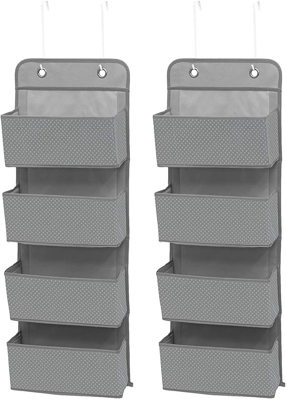 Delta Children 4 Pocket Over The Door Hanging Organizer - 2 Pack, Easy Storage/Organization Solution - Versatile and Accessible in Any Room in the House, Dove Grey