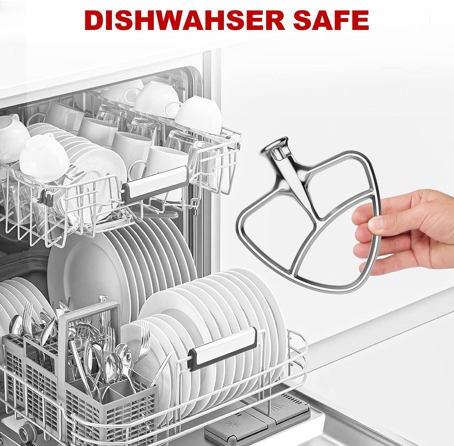 Stainless Steel Flat Beater for KitchenAid Mixer, Paddle Attachment for Tilt-Head Stand Mixer Fits 4.5-5 QT Mixing Bowl, Beater Replacement, Dishwasher Safe by GVODE