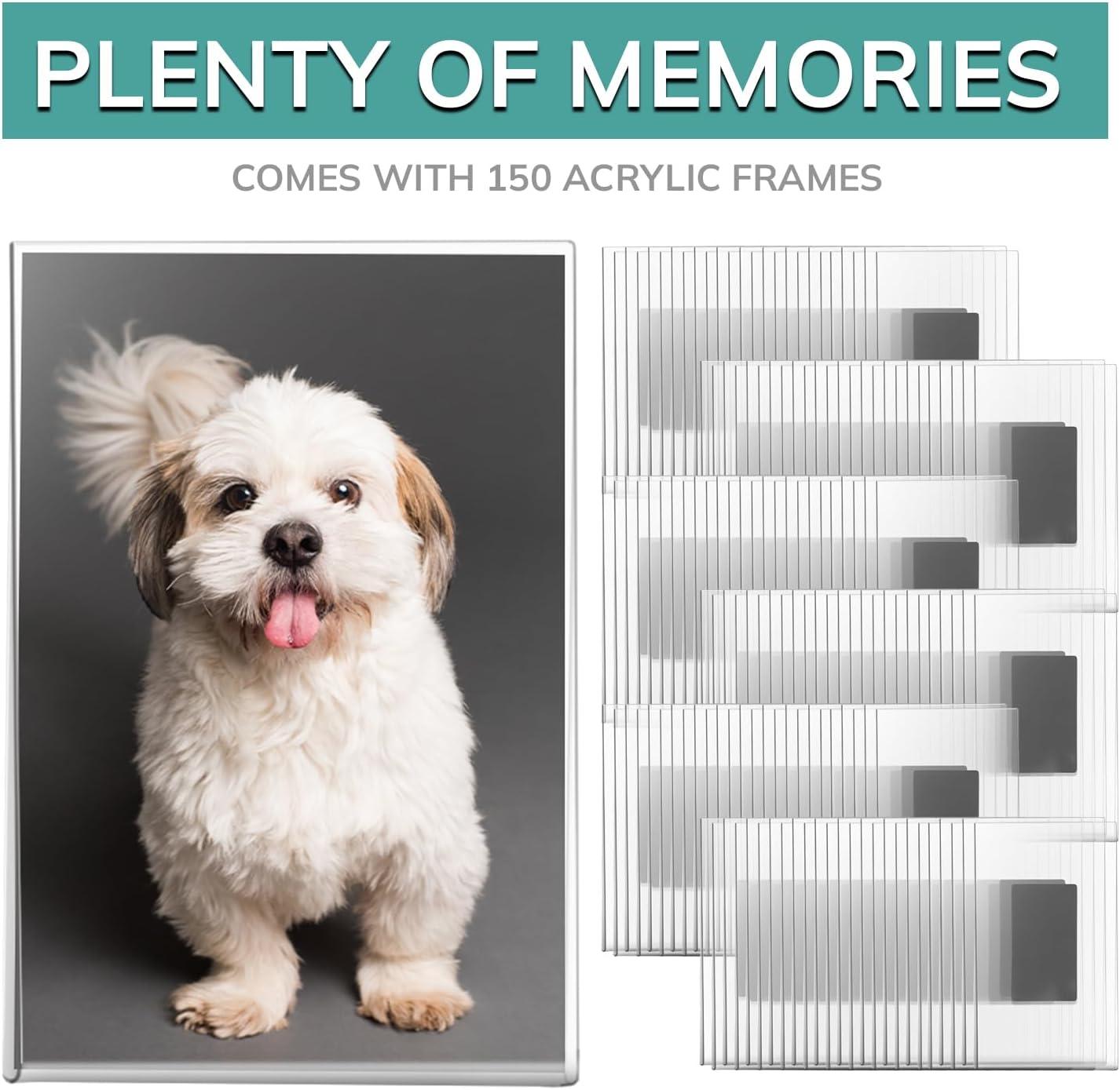 pbf 4x6 Magnetic Picture Frames for Refrigerator | 4 x 6 Clear Magnetic Acrylic Frames | Magnetic Photo Holders for Fridge, Locker, Photo Board, Art Display, Sign Holder (150-Pack)