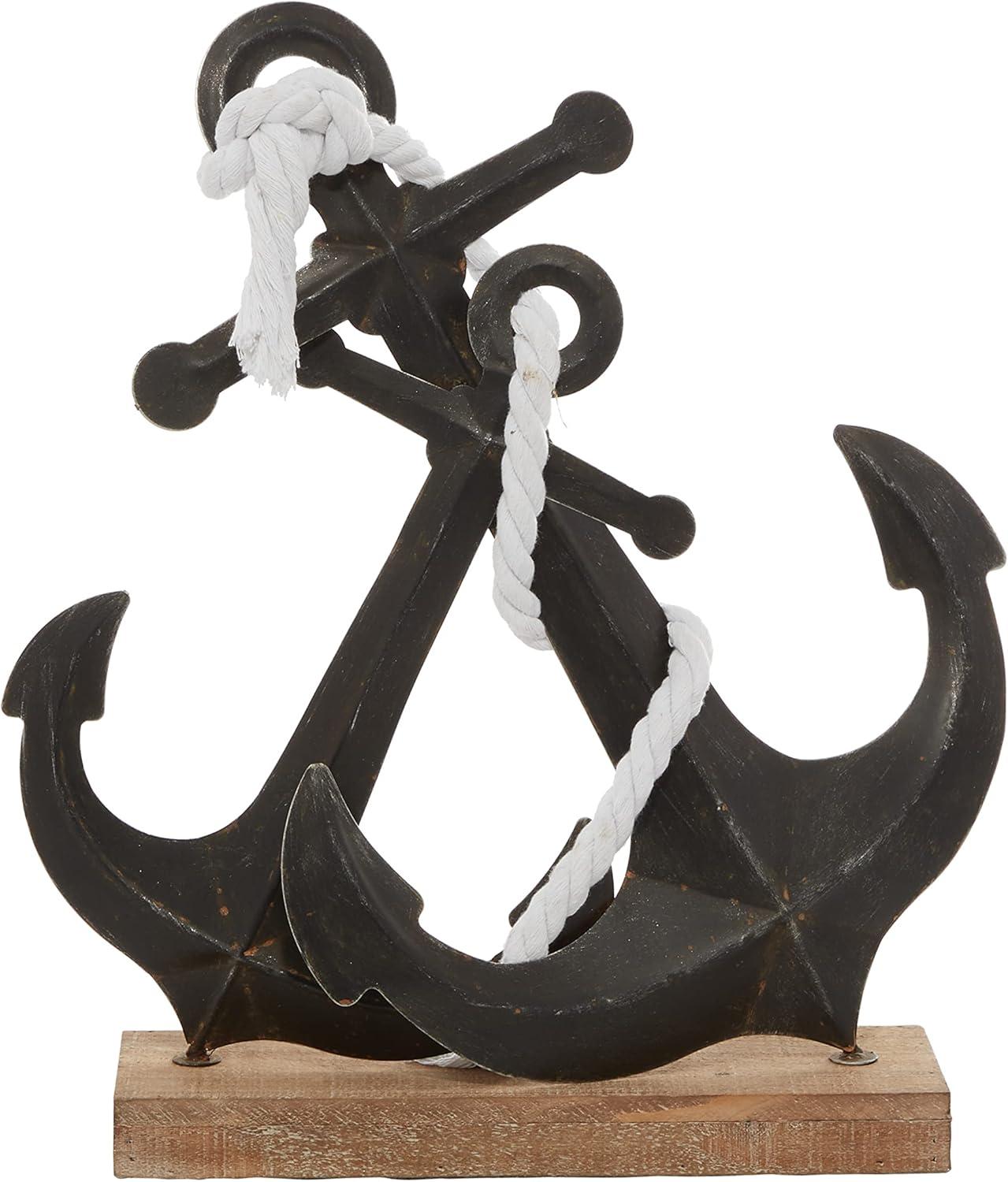 15" x 16" Black Metal Anchor Sculpture, by DecMode