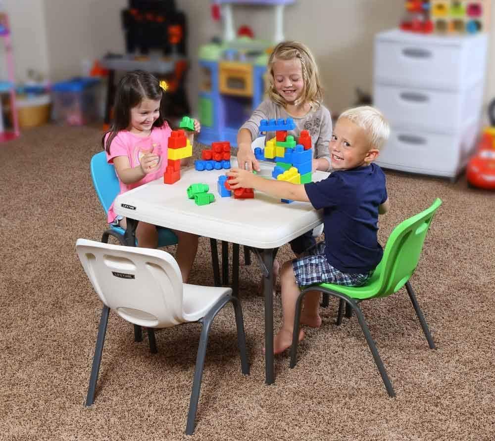 Lifetime Kids Stacking Chairs Indoor/Outdoor Glacier Blue, 4 Pack (80472)