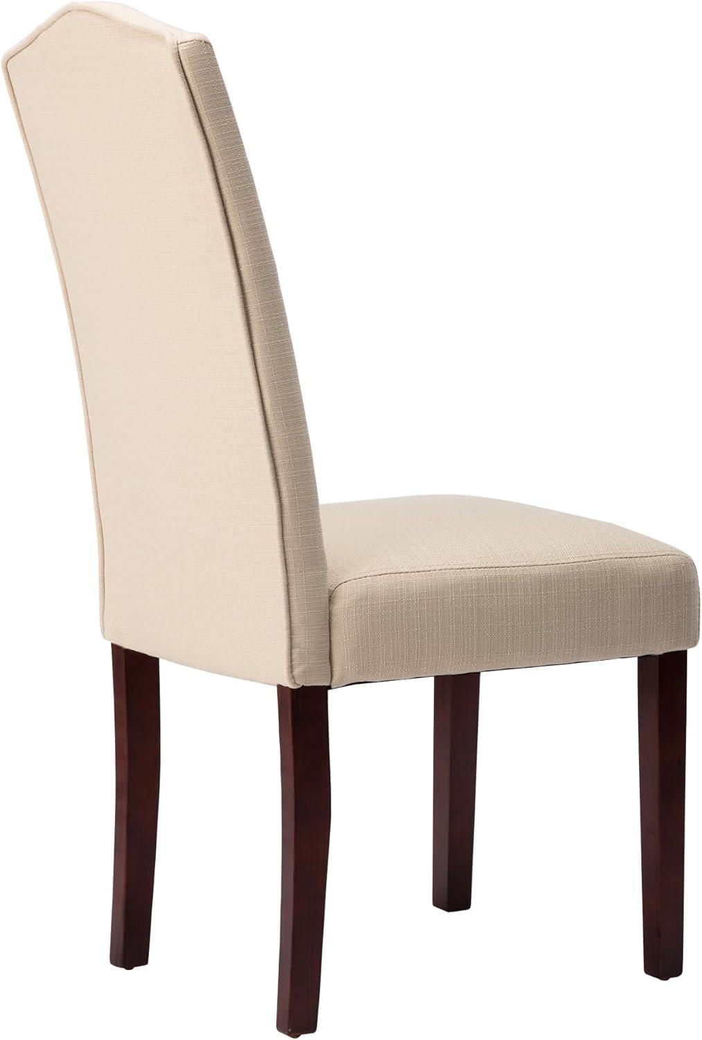 Dining Chairs Set of 2, High Back Fabric Upholstered Parsons Dining Room Chairs, Nail Head Trim Dining Chair, Beige