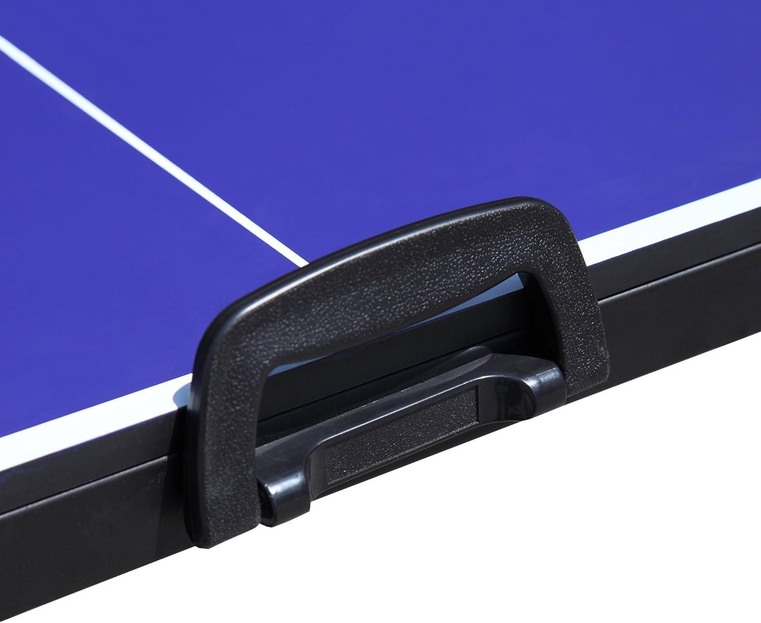 Compact 60" Blue Melamine Folding Indoor Table Tennis Table with Accessories