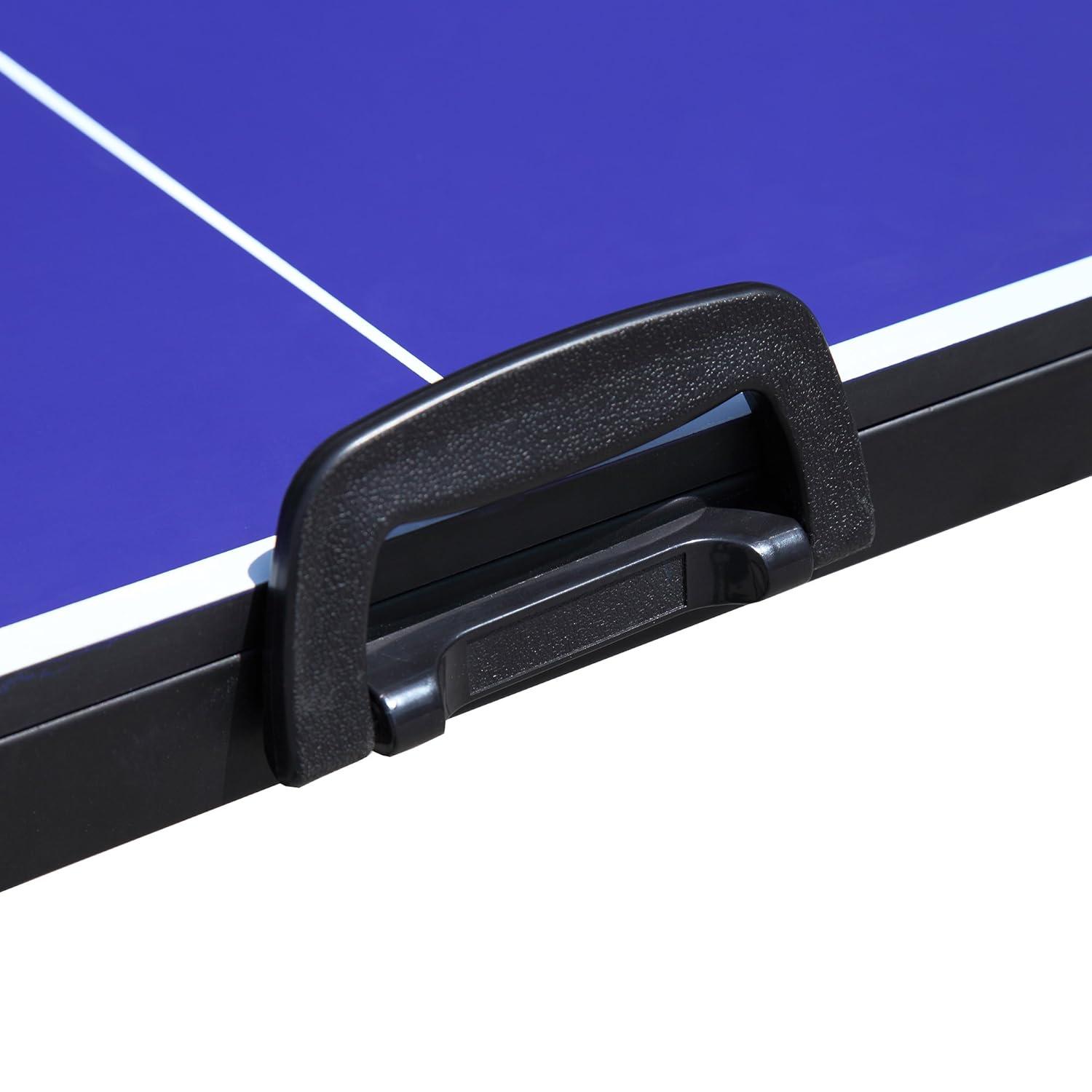 Compact 60" Blue Melamine Folding Indoor Table Tennis Table with Accessories