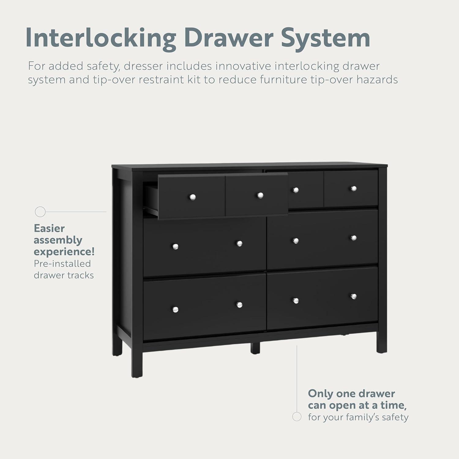 Storkcraft Horizon 6 Drawer Nursery Double Dresser, Black