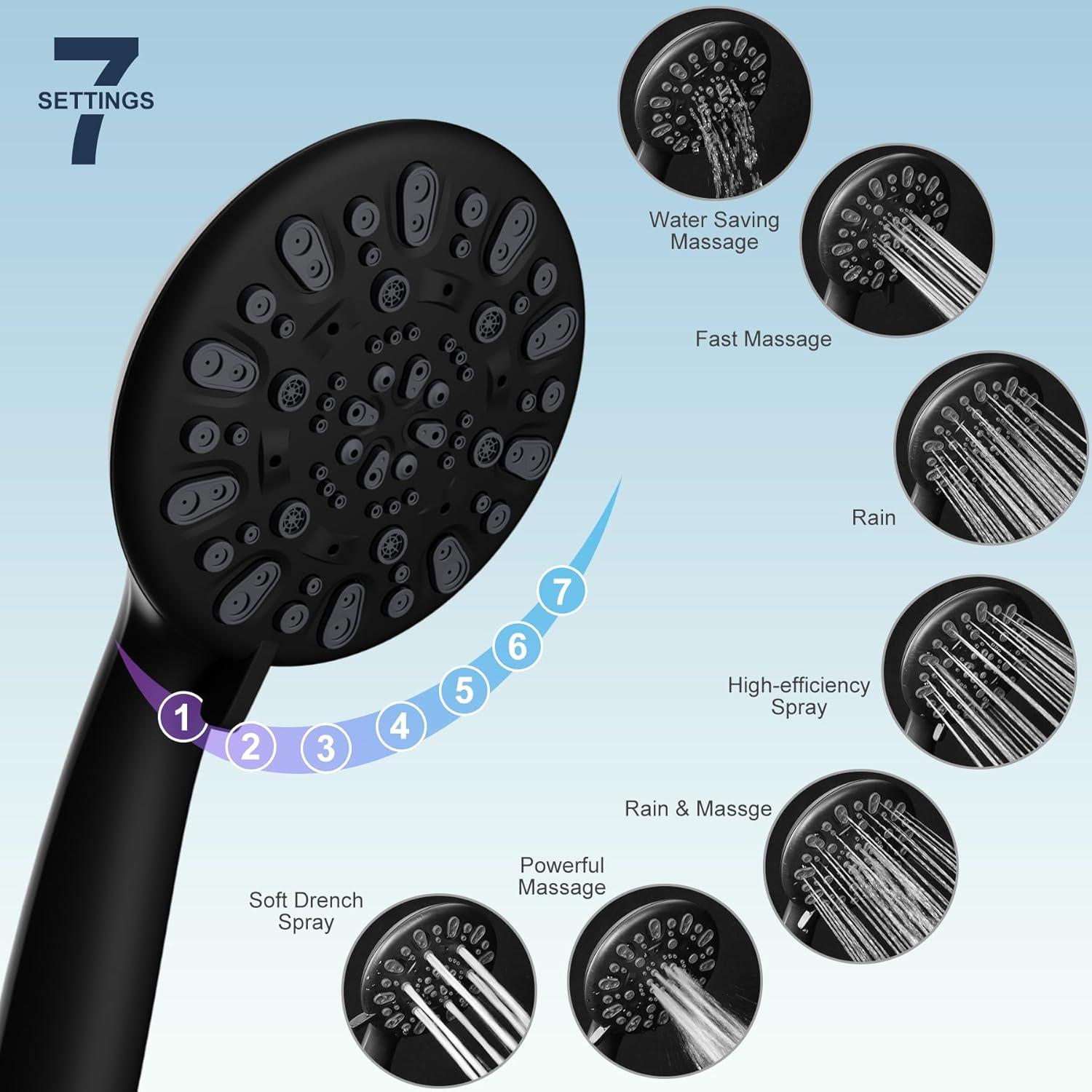 Hibbent 8 Inch Metal Rainfall Shower Head/Handheld Showerhead Combo SCW01-HS070-AS080-MB