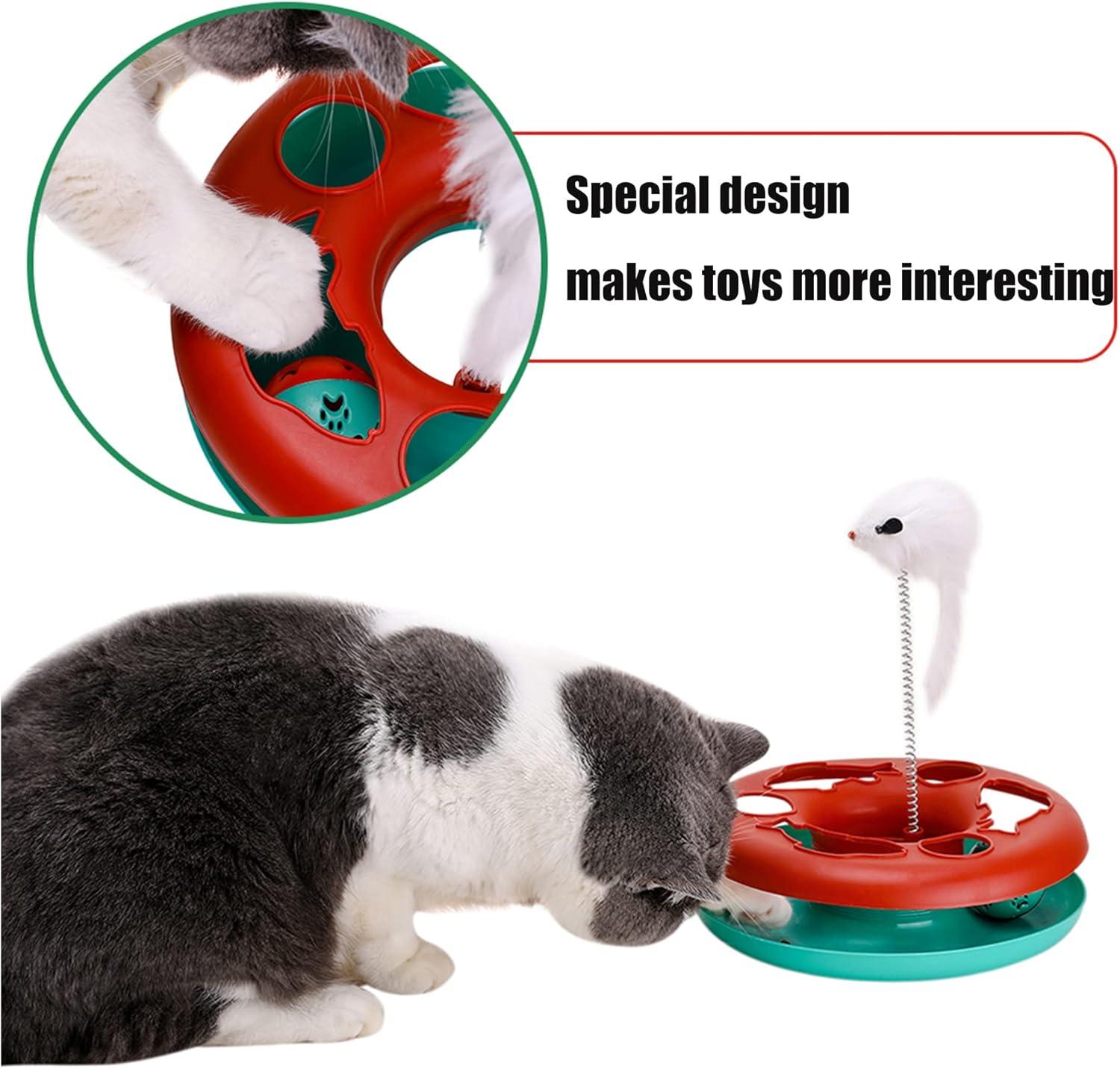 GZYS Cat Toys, Cat Toys for Indoor Cats,Interactive Kitten Toys Roller Tracks with Catnip Spring Pet Toy with Exercise Balls Teaser Mouse
