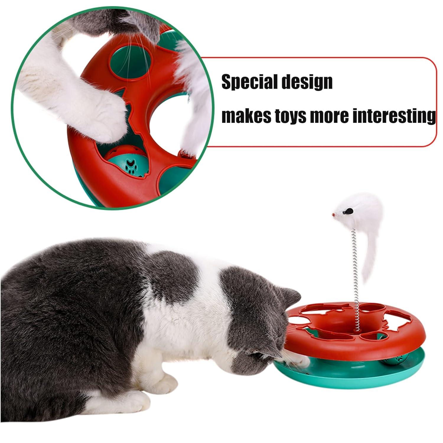GZYS Cat Toys, Cat Toys for Indoor Cats,Interactive Kitten Toys Roller Tracks with Catnip Spring Pet Toy with Exercise Balls Teaser Mouse