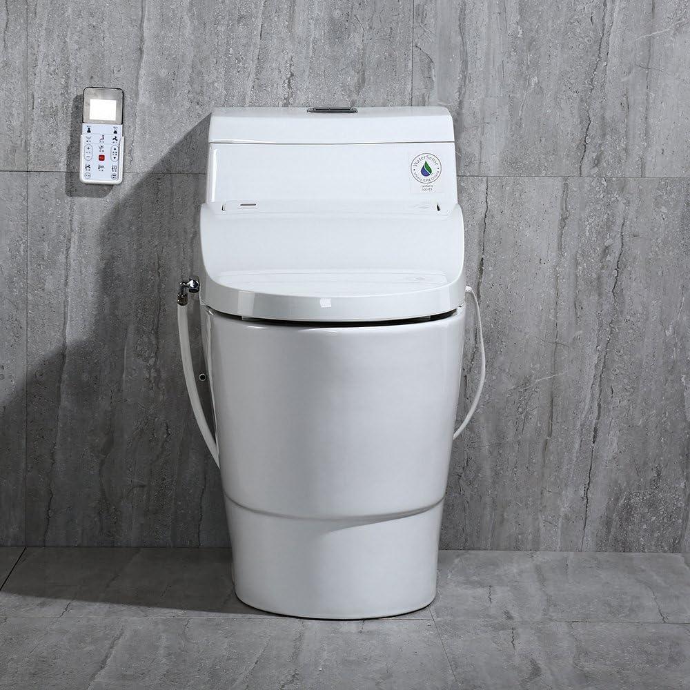 WOODBRIDGE Luxury, Elongated One Piece Advanced Bidet, Smart Toilet Seat with Temperature Controlled Wash Functions and Air Dryer, T-0008, 31 x 18 x 28 inches, Toilet & Bidet