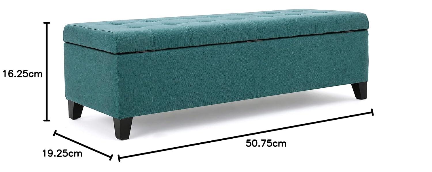 Mission Storage Ottoman - Dark Teal - Christopher Knight Home: Upholstered, Tufted Top, Rectangular Shape