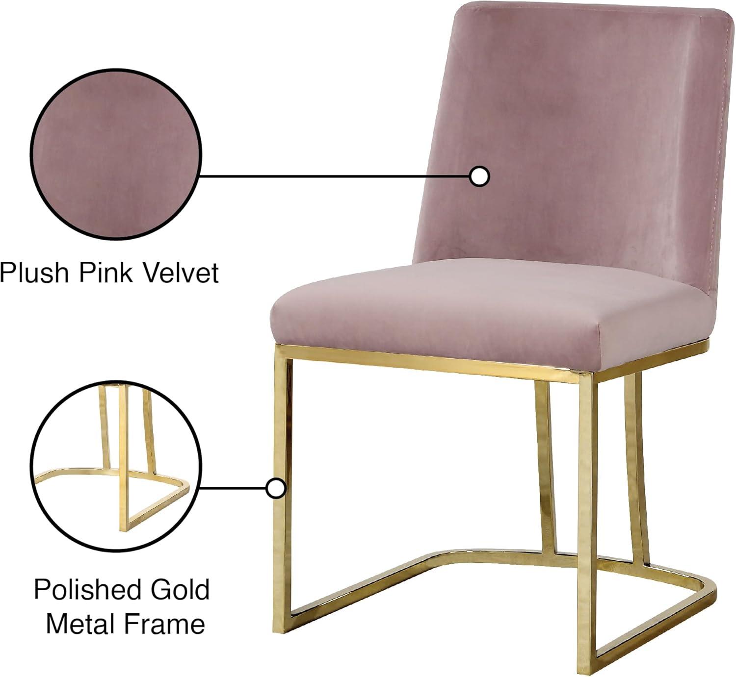 Meridian Furniture Heidi Pink Velvet Dining Chair (Set of 2)